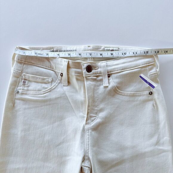 NWT AG Jeans Farrah Ankle Seamless Mid Rise Skinny Ankle Jeans in Ivory Dust 25 - Picture 15 of 16
